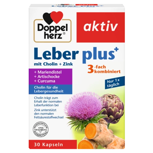 Abbildung der Produktverpackung Doppelherz aktiv Leber plus Frontansicht